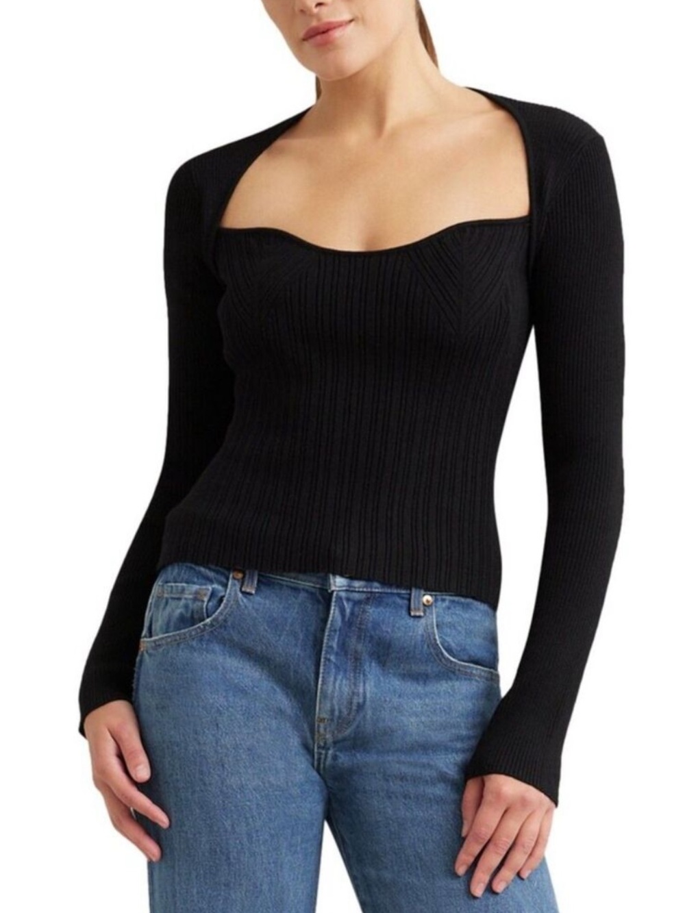 Modern Citizen Hera Shrug Cutout Wool Blend Open Back Sweater, Black – Small